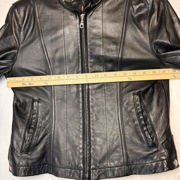 Wilson Leather Jacket Women's Small Black Leather Full Zip Pockets - Picture 11 of 16